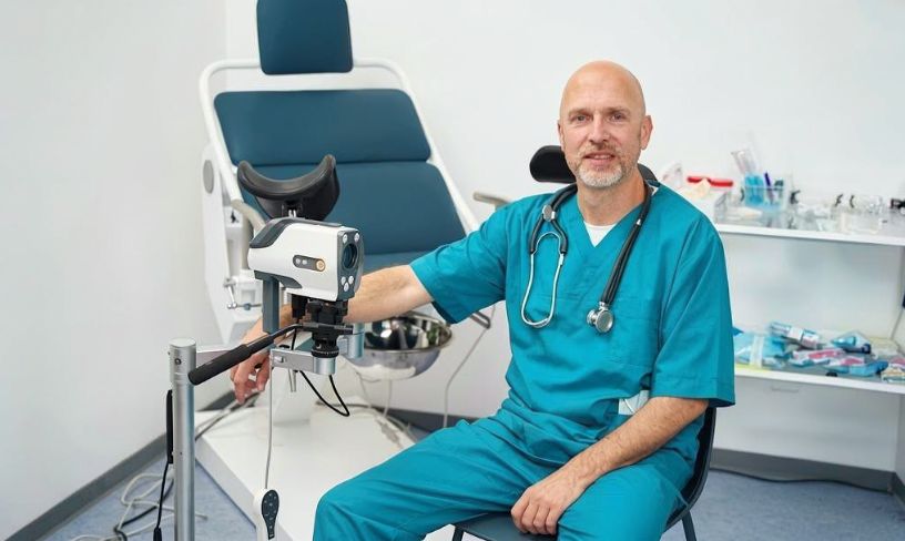 TMS therapy with a clinician
